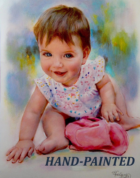 Hand-Painted Oil Portrait: Custom Child Portrait from Photo